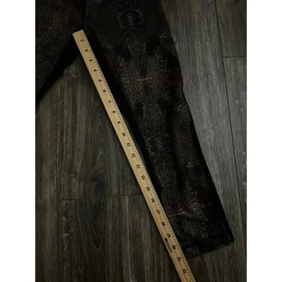 Lululemon Size 4 Wunder Under Crop II Full-On Luon Golden Godess Cashew Black - Picture 2 of 7